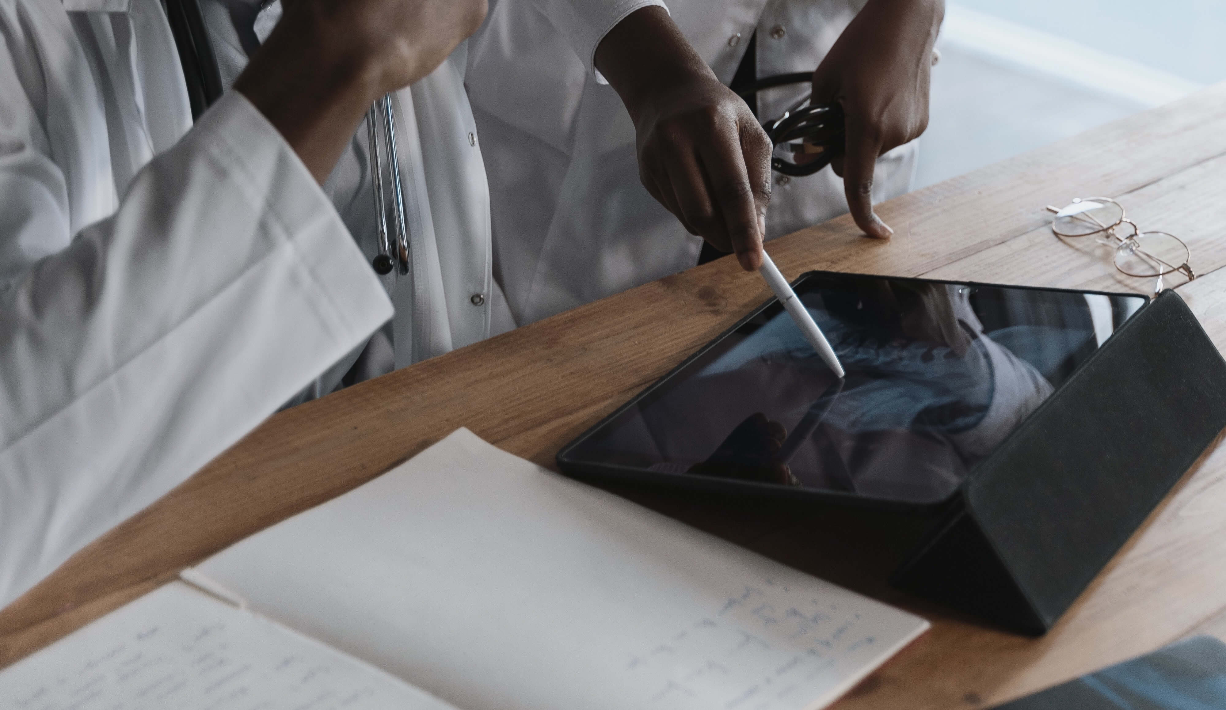 Radiologist reviewing images on a workstation